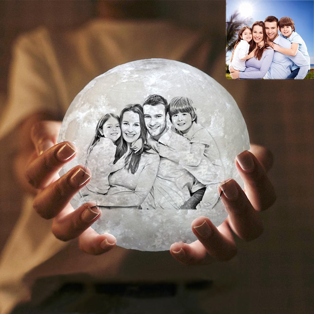 【2 Color】Personalized Moon Lamp - 3d Custom Photo+Text Moon Lamp